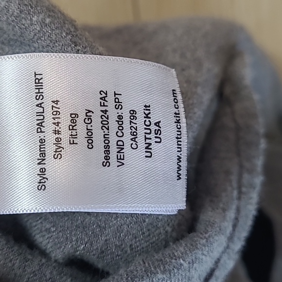 UNTUCKit Flanell Pearl Snaps Paula Women's Heather Gray Shirt Size 6 - Picture 6 of 8